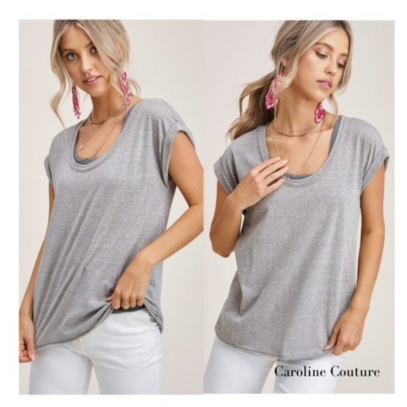 Ola Gray Cap Sleeve Tee - Picture 3 of 4